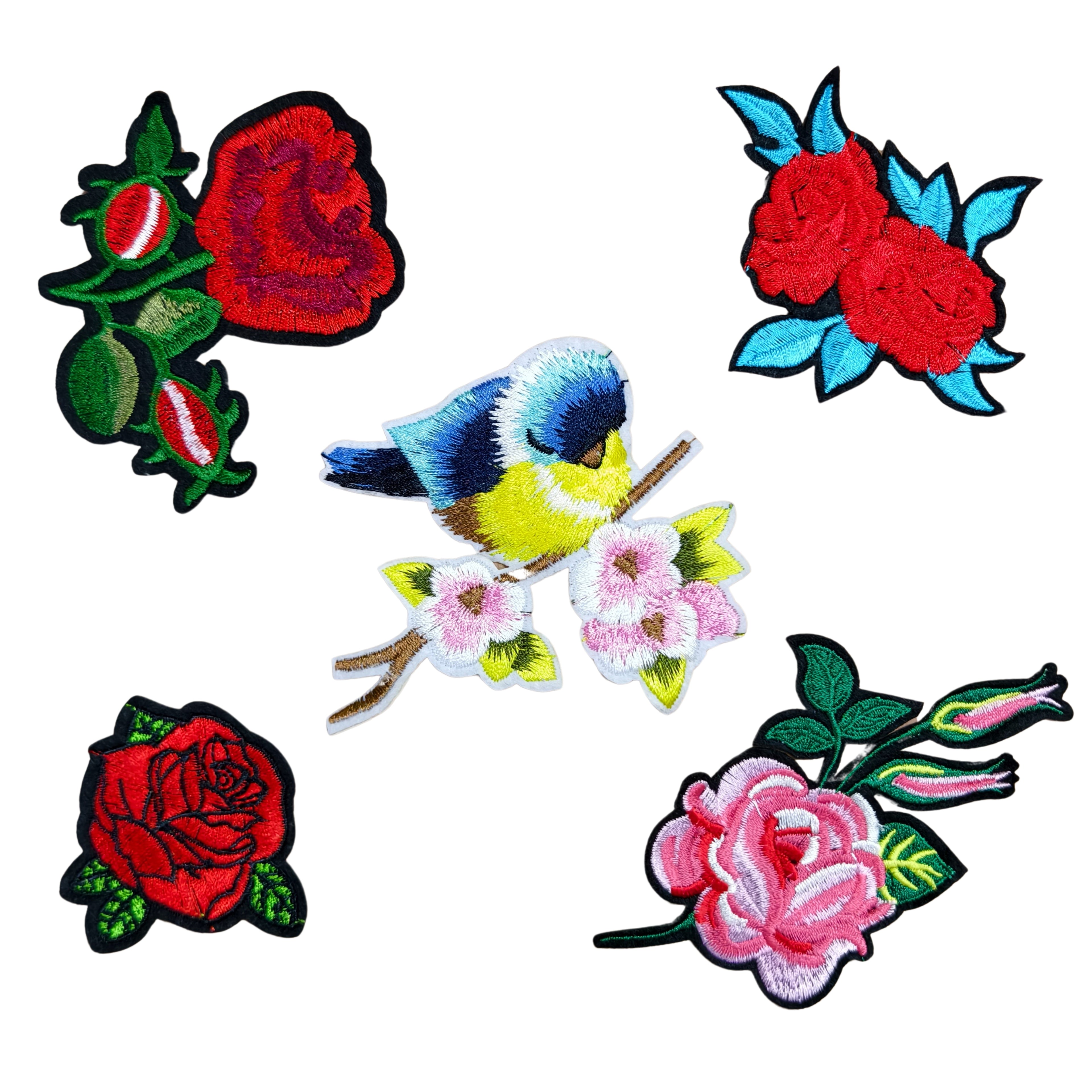 Blue Bird & Flower Set of 5