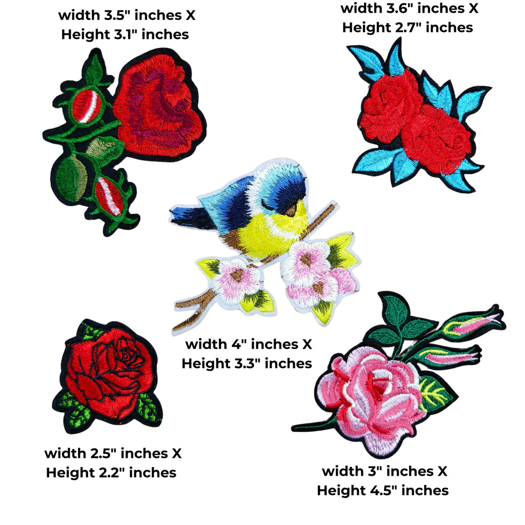 Blue Bird & Flower Set of 5