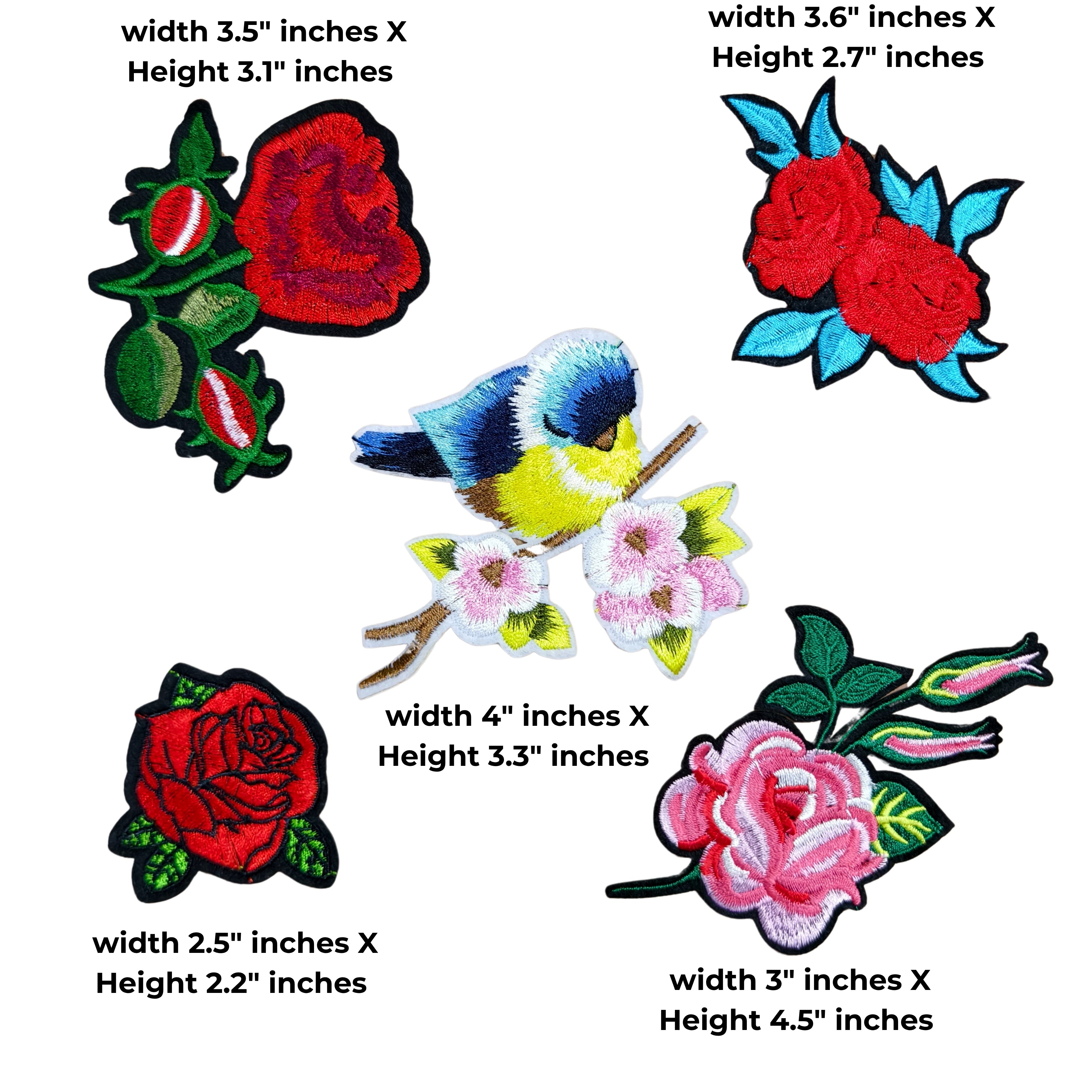 Blue Bird & Flower Set of 5