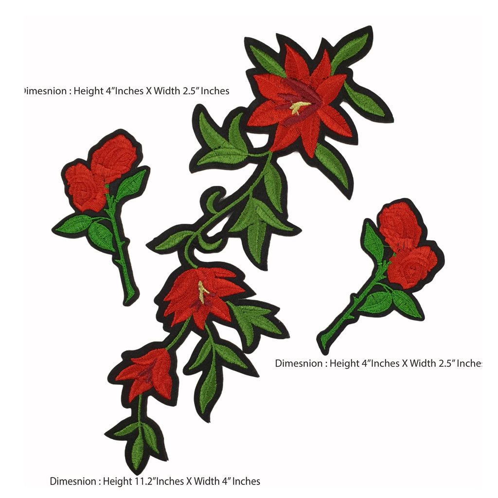 Red Flower Set of 3 Patches