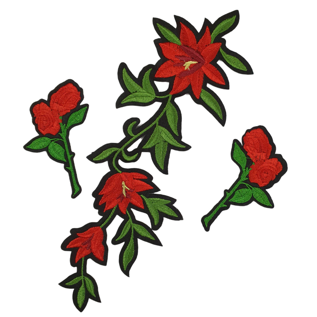 Red Flower Set of 3 Patches